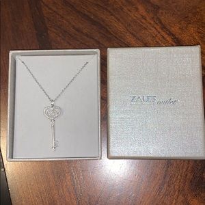 Zales Sterling Silver Heart Key Necklace